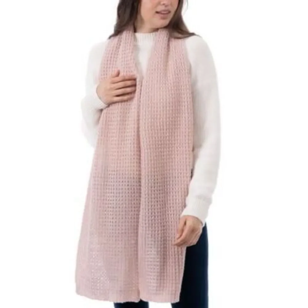 Style & Co Women's Pink Waffle-Knit Shimmer Scarf One Size